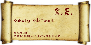 Kukoly Róbert névjegykártya